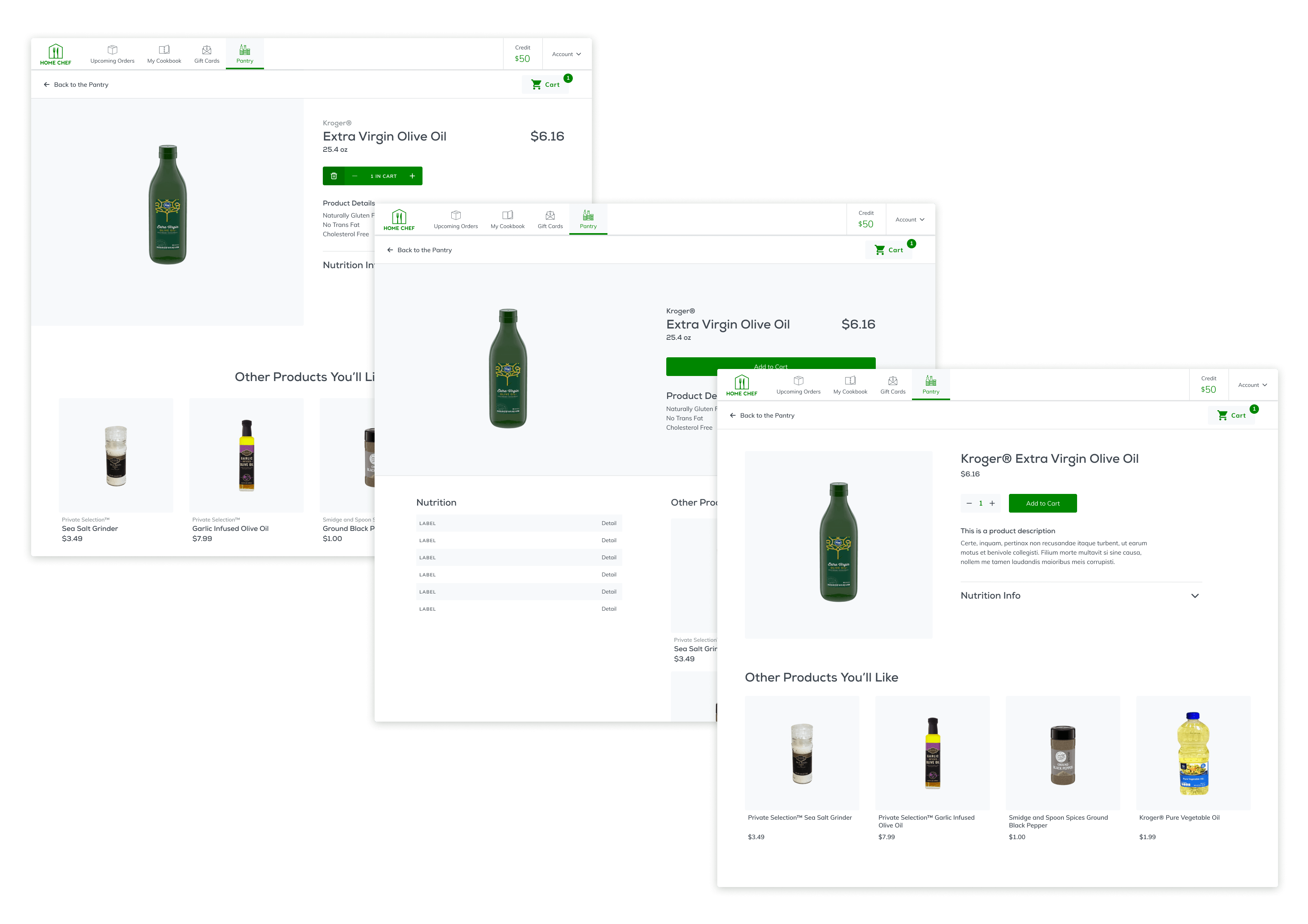 Iterations of product pages