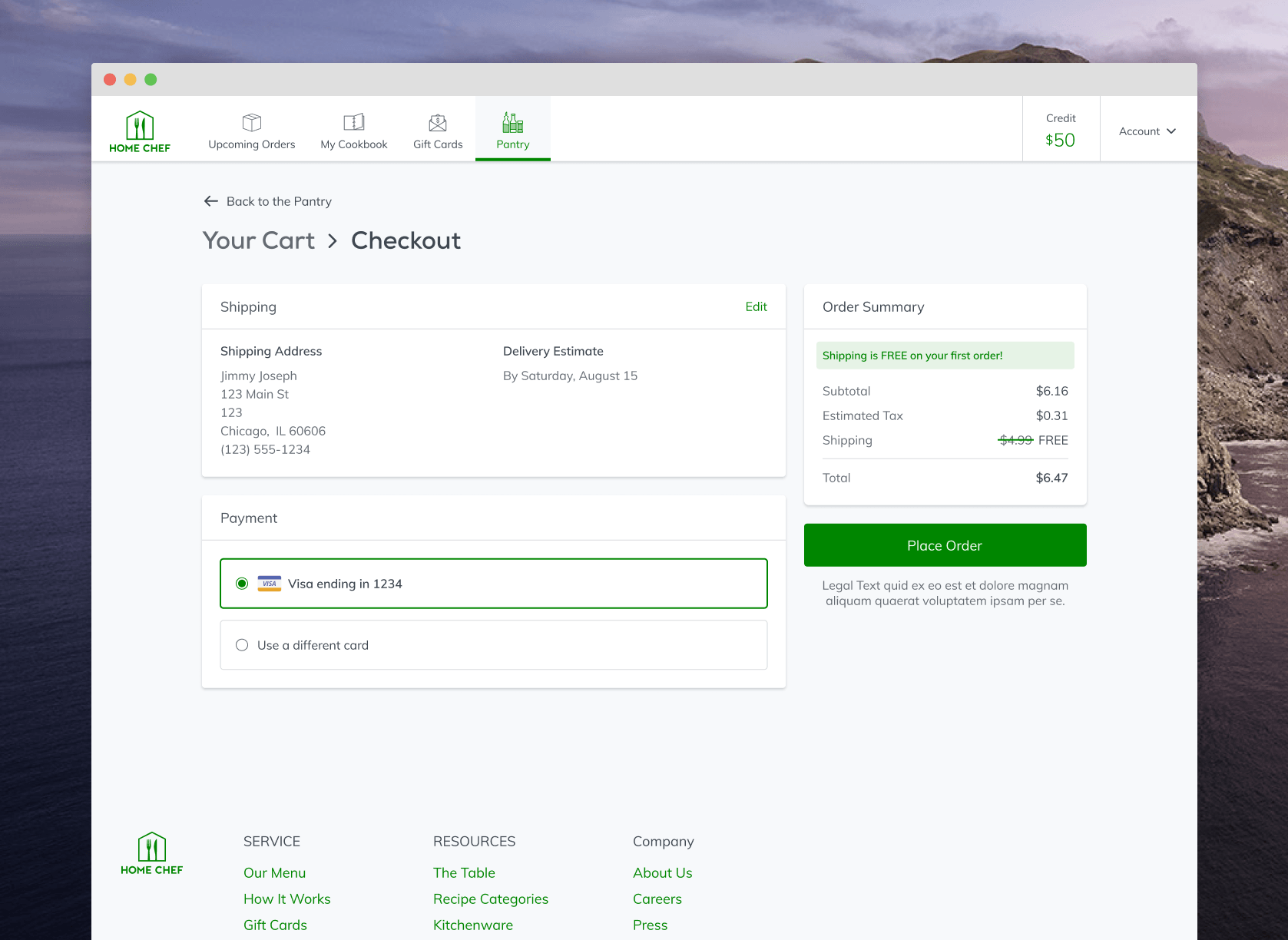 Checkout screen image